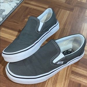 dark grey slip on vans